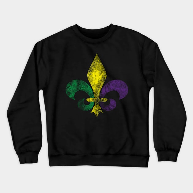 Mardi Gras Fleur De Lys Design Celebration Gift Crewneck Sweatshirt by Designtigrate